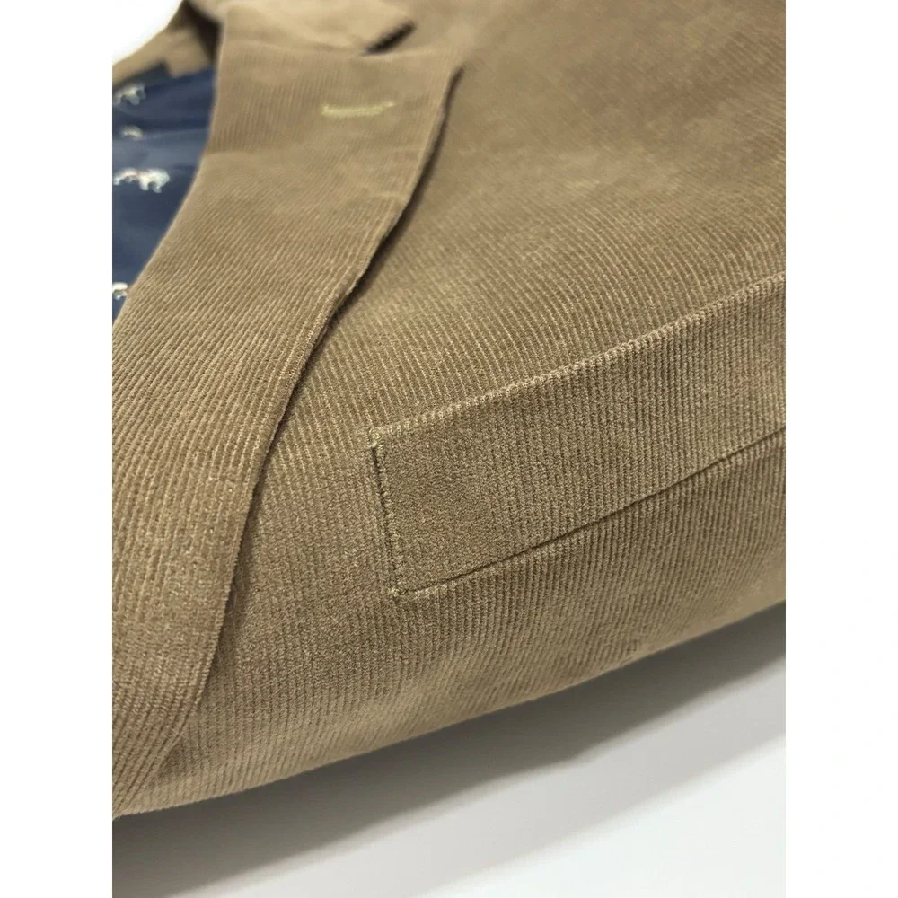 Lauren‎ Ralph Lauren Mens 40R? Blazer Jacket Brown Elbow Patches Bulldog Lined
